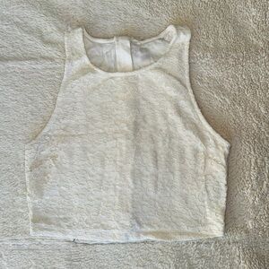 Elegant White Lace Zipper Crop Top